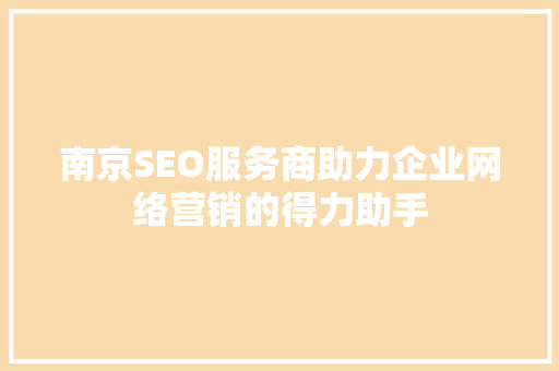 南京SEO服务商助力企业网络营销的得力助手