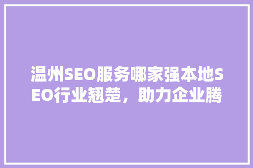 温州SEO服务哪家强本地SEO行业翘楚，助力企业腾飞