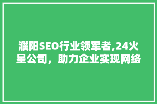 濮阳SEO行业领军者,24火星公司，助力企业实现网络营销新高度