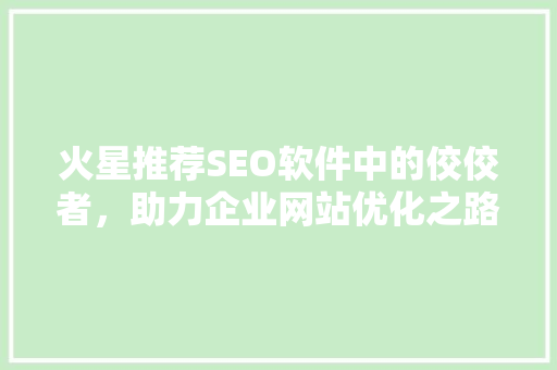 火星推荐SEO软件中的佼佼者，助力企业网站优化之路