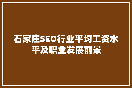 石家庄SEO行业平均工资水平及职业发展前景