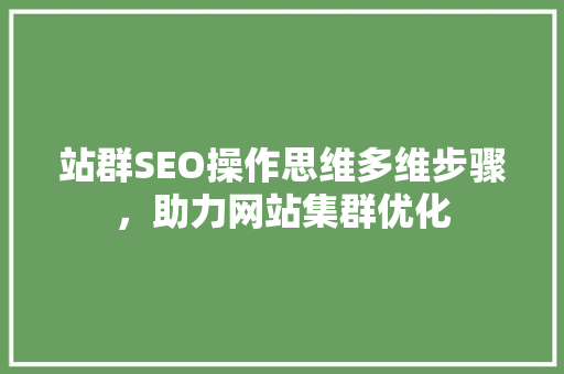 站群SEO操作思维多维步骤，助力网站集群优化