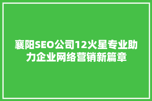 襄阳SEO公司12火星专业助力企业网络营销新篇章