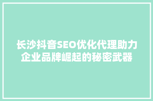 长沙抖音SEO优化代理助力企业品牌崛起的秘密武器