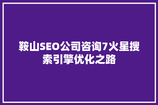 鞍山SEO公司咨询7火星搜索引擎优化之路