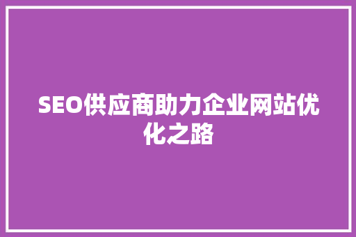 SEO供应商助力企业网站优化之路