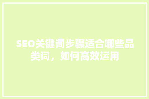 SEO关键词步骤适合哪些品类词，如何高效运用