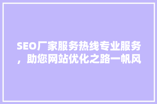 SEO厂家服务热线专业服务，助您网站优化之路一帆风顺
