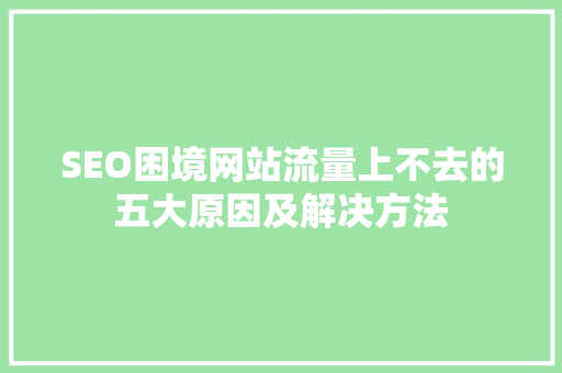 SEO困境网站流量上不去的五大原因及解决方法
