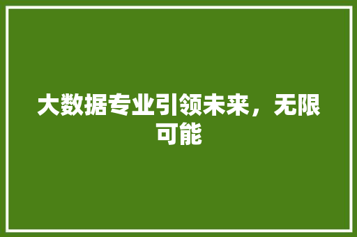 大数据专业引领未来，无限可能