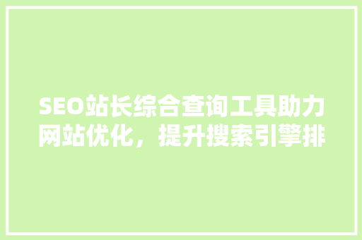 SEO站长综合查询工具助力网站优化，提升搜索引擎排名