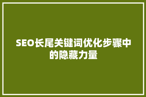 SEO长尾关键词优化步骤中的隐藏力量