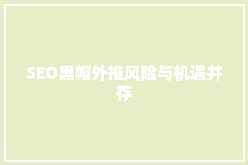 SEO黑帽外推风险与机遇并存