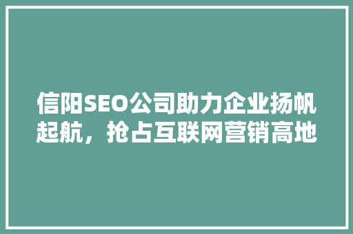 信阳SEO公司助力企业扬帆起航，抢占互联网营销高地