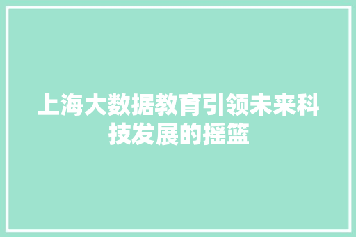 上海大数据教育引领未来科技发展的摇篮