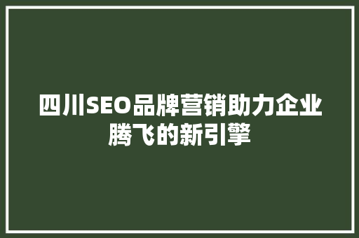 四川SEO品牌营销助力企业腾飞的新引擎