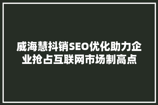 威海慧抖销SEO优化助力企业抢占互联网市场制高点