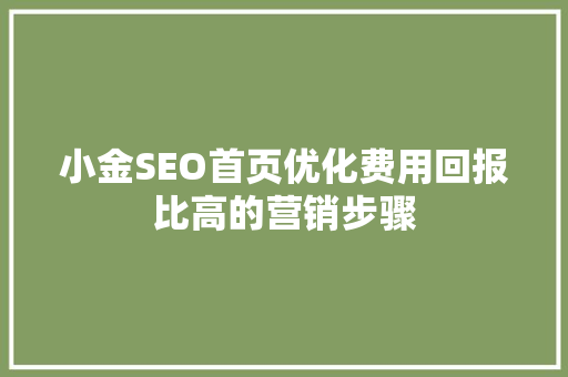 小金SEO首页优化费用回报比高的营销步骤