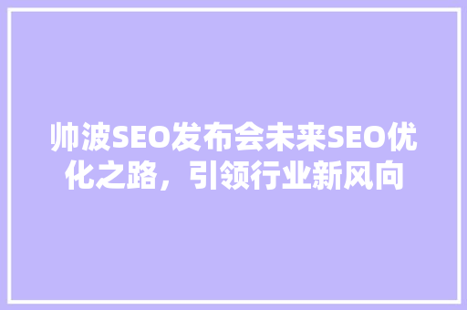 帅波SEO发布会未来SEO优化之路，引领行业新风向  第1张