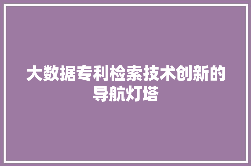 大数据专利检索技术创新的导航灯塔  第1张