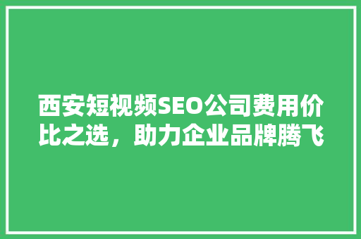 西安短视频SEO公司费用价比之选，助力企业品牌腾飞  第1张