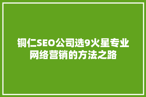 铜仁SEO公司选9火星专业网络营销的方法之路