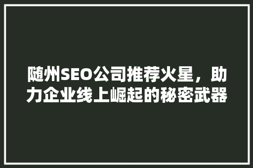 随州SEO公司推荐火星，助力企业线上崛起的秘密武器