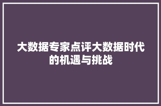 大数据专家点评大数据时代的机遇与挑战  第1张