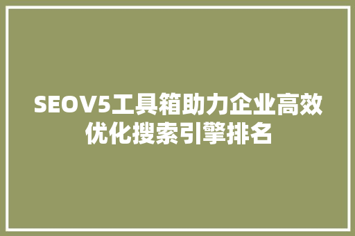 SEOV5工具箱助力企业高效优化搜索引擎排名