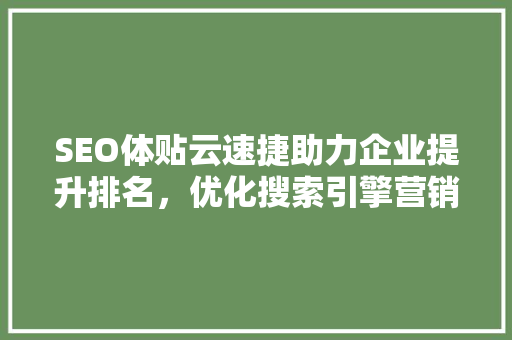 SEO体贴云速捷助力企业提升排名，优化搜索引擎营销步骤