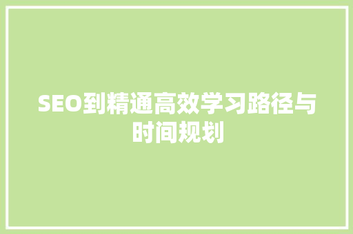 SEO到精通高效学习路径与时间规划