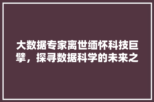 大数据专家离世缅怀科技巨擘，探寻数据科学的未来之路  第1张