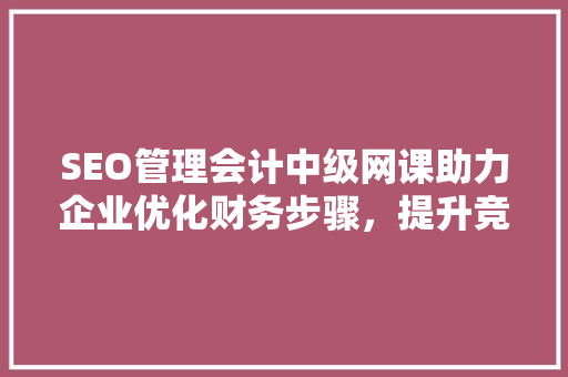SEO管理会计中级网课助力企业优化财务步骤，提升竞争力