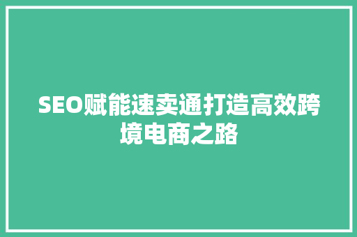 SEO赋能速卖通打造高效跨境电商之路
