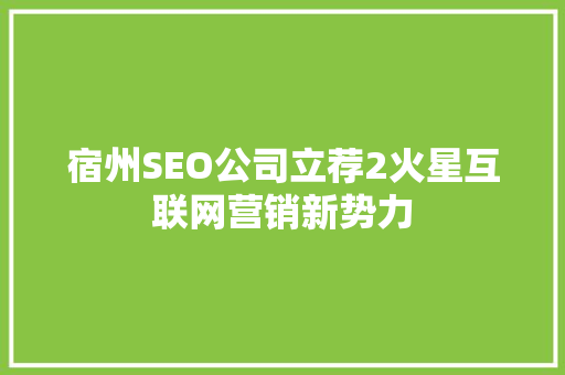 宿州SEO公司立荐2火星互联网营销新势力