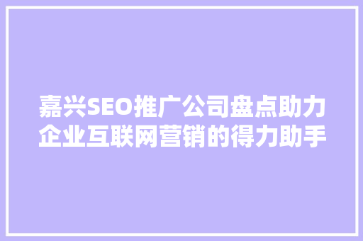 嘉兴SEO推广公司盘点助力企业互联网营销的得力助手