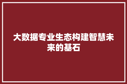 大数据专业生态构建智慧未来的基石  第1张