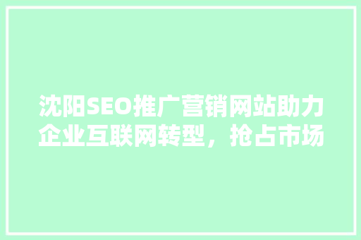 沈阳SEO推广营销网站助力企业互联网转型，抢占市场先机