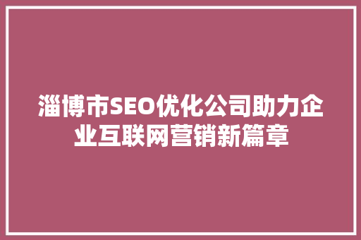 淄博市SEO优化公司助力企业互联网营销新篇章