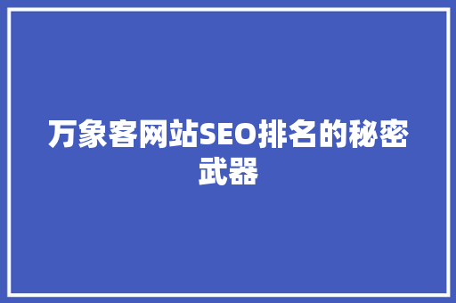万象客网站SEO排名的秘密武器