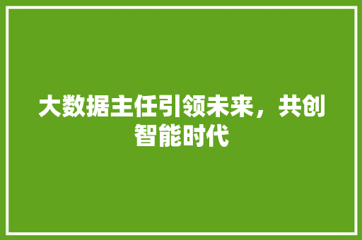 大数据主任引领未来，共创智能时代