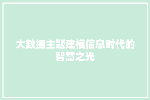 大数据主题建模信息时代的智慧之光  第1张