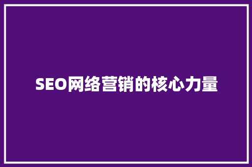 SEO网络营销的核心力量