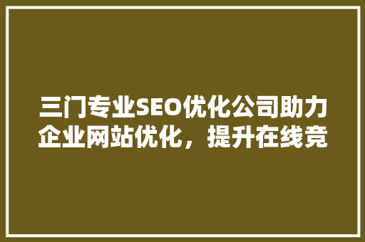 三门专业SEO优化公司助力企业网站优化，提升在线竞争力
