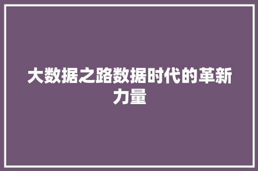 大数据之路数据时代的革新力量  第1张