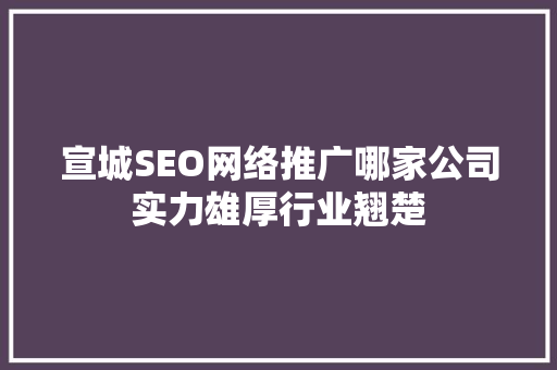 宣城SEO网络推广哪家公司实力雄厚行业翘楚