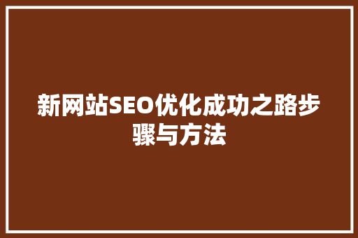新网站SEO优化成功之路步骤与方法