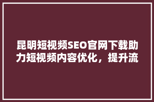 昆明短视频SEO官网下载助力短视频内容优化，提升流量曝光