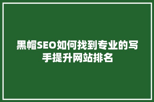 黑帽SEO如何找到专业的写手提升网站排名