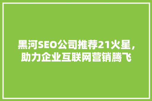 黑河SEO公司推荐21火星，助力企业互联网营销腾飞